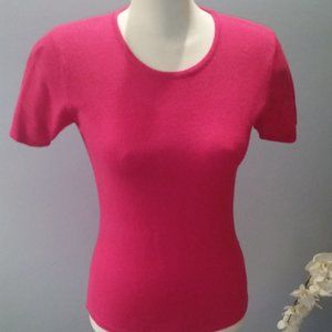 Lin Collection bright pink short sleeve crew neck lana sweater NWOT